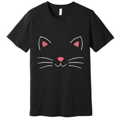Funny Lazy Easy Cat Face Costume For Diy Halloween Party Premium T-Shirt