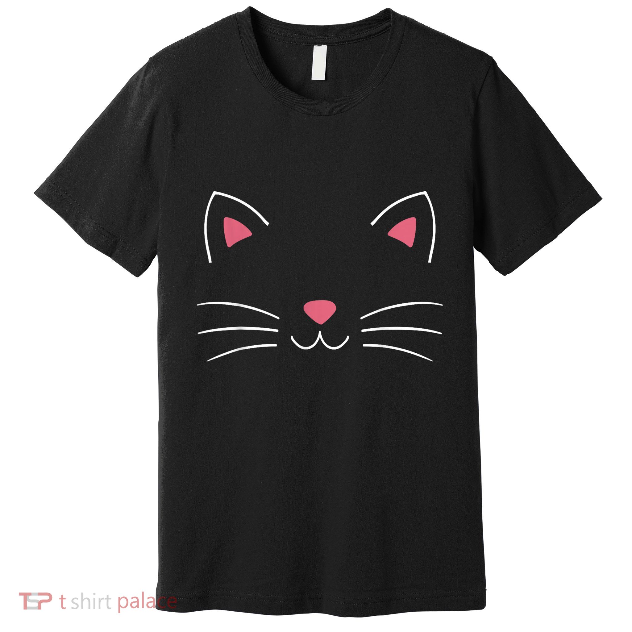 Funny Lazy Easy Cat Face Costume For Diy Halloween Party Premium T-Shirt