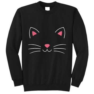 Funny Lazy Easy Cat Face Costume For Diy Halloween Party Tall Sweatshirt