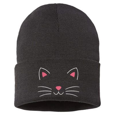 Funny Lazy Easy Cat Face Costume For Diy Halloween Party Sustainable Knit Beanie