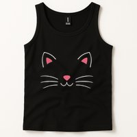Funny Lazy Easy Cat Face Costume For Diy Halloween Party Tank Top