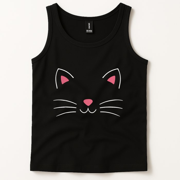 Funny Lazy Easy Cat Face Costume For Diy Halloween Party Tank Top