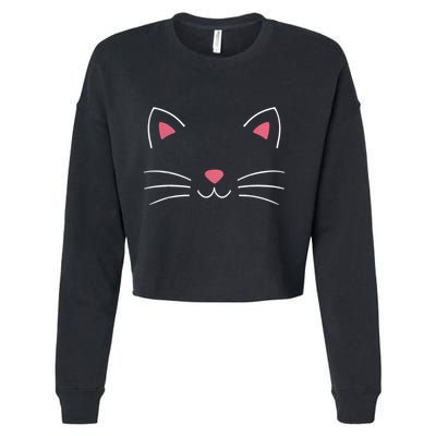 Funny Lazy Easy Cat Face Costume For Diy Halloween Party Cropped Pullover Crew