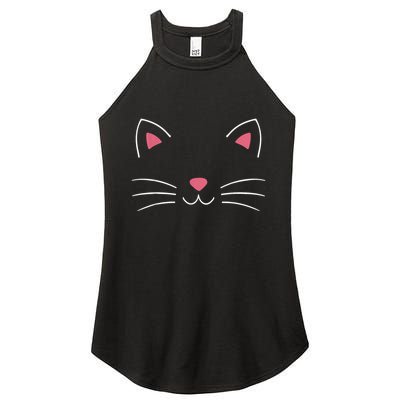 Funny Lazy Easy Cat Face Costume For Diy Halloween Party Women's Perfect Tri Rocker Tank
