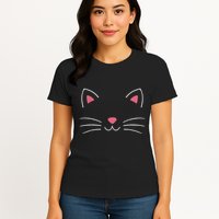 Funny Lazy Easy Cat Face Costume For Diy Halloween Party Womens T-Shirt