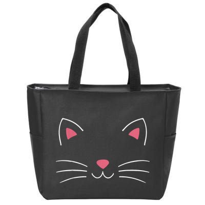 Funny Lazy Easy Cat Face Costume For Diy Halloween Party Zip Tote Bag