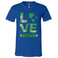 Floral Love Earth Day Love World Earth Day Awareness Gift V-Neck T-Shirt