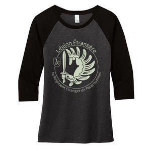 French L.E.G.I.O.N Etrangere Parachute Foreign Airborne Women's Tri-Blend 3/4-Sleeve Raglan Shirt