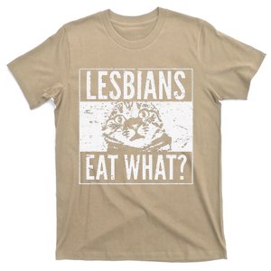 Funny Lesbians Eat What Cat Kitten LGBT Humor T-Shirt