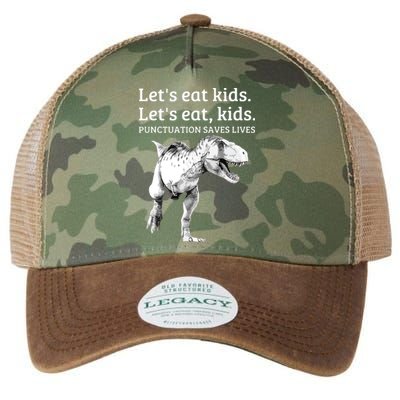 Funny Let's Eat Punctuation Saves Lives Grammar Legacy Tie Dye Trucker Hat