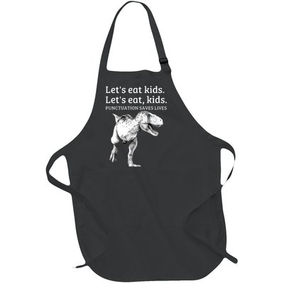 Funny Let's Eat Punctuation Saves Lives Grammar Full-Length Apron With Pockets