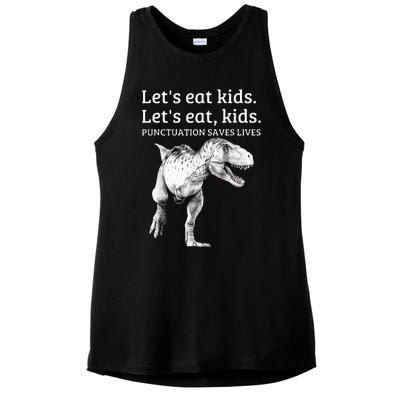 Funny Lets Eat Punctuation Saves Lives Grammar Ladies PosiCharge Tri-Blend Wicking Tank