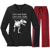 Funny Lets Eat Punctuation Saves Lives Grammar Women's Long Sleeve Flannel Pajama Set 