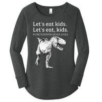 Funny Lets Eat Punctuation Saves Lives Grammar Women's Perfect Tri Tunic Long Sleeve Shirt