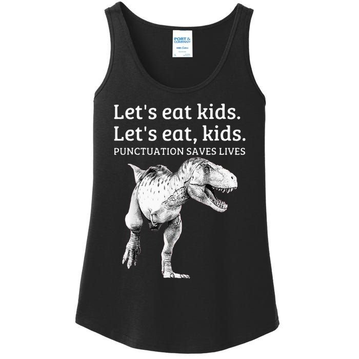 Funny Lets Eat Punctuation Saves Lives Grammar Ladies Essential Tank