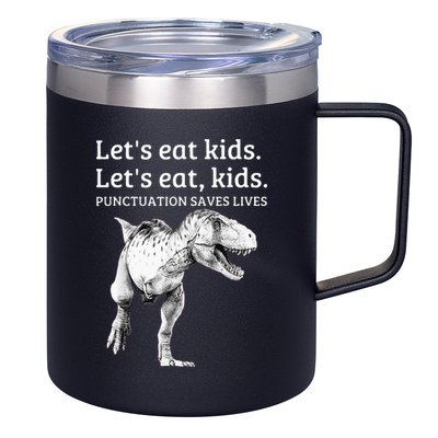 Funny Lets Eat Punctuation Saves Lives Grammar 12oz Stainless Steel Coffee Mug