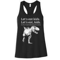 Funny Lets Eat Punctuation Saves Lives Grammar Women's Racerback Tank