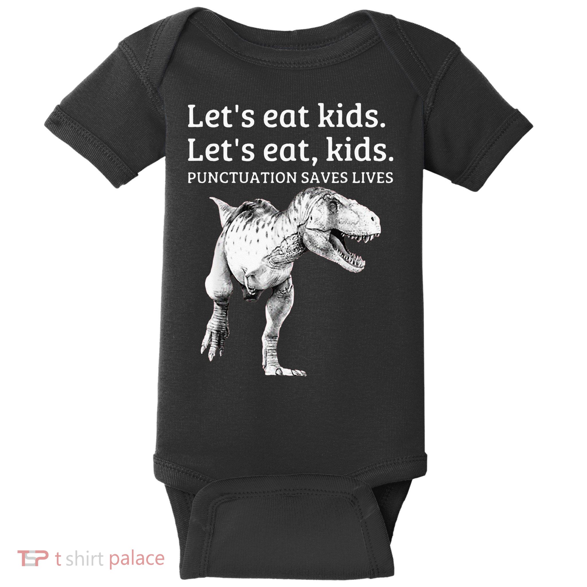Funny Lets Eat Punctuation Saves Lives Grammar Baby Bodysuit