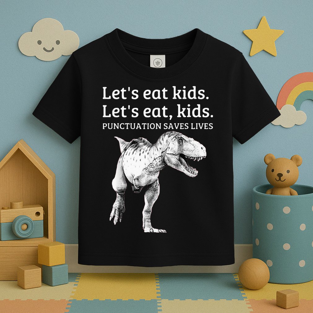 Funny Lets Eat Punctuation Saves Lives Grammar Toddler T-Shirt