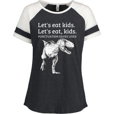 Funny Lets Eat Punctuation Saves Lives Grammar Enza Ladies Jersey Colorblock Tee