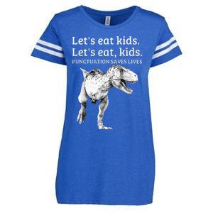 Funny Lets Eat Punctuation Saves Lives Grammar Enza Ladies Jersey Football T-Shirt