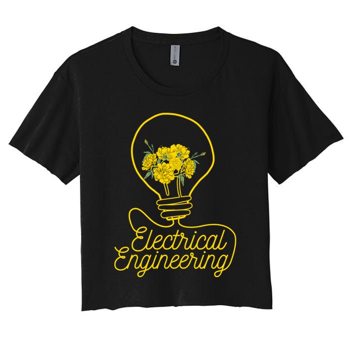 Flower Lightbulb Electrical Engineering Gift Women's Crop Top Tee