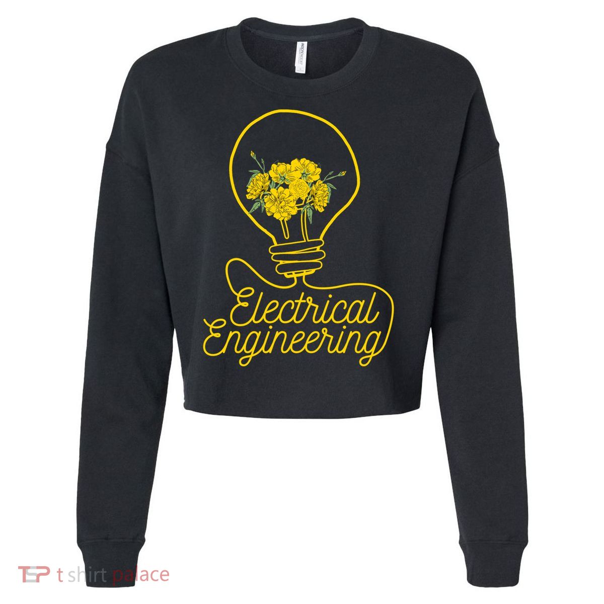 Flower Lightbulb Electrical Engineering Gift Cropped Pullover Crew