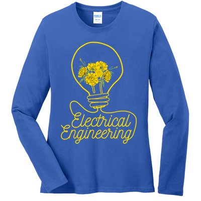 Flower Lightbulb Electrical Engineering Gift Ladies Long Sleeve Shirt