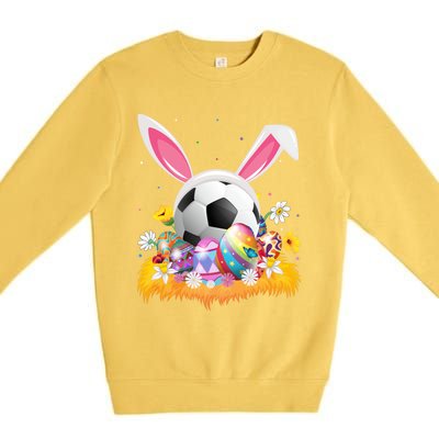 Football Lover Easter Egg Funny Football Easter Sunday Gift Premium Crewneck Sweatshirt