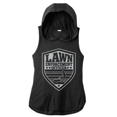 Funny Lawn Enforcement Officer Dad Lawn Mowing Ladies PosiCharge Tri-Blend Wicking Draft Hoodie Tank