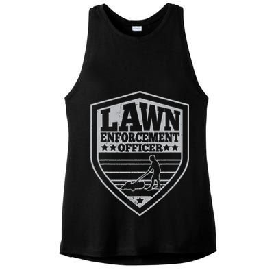 Funny Lawn Enforcement Officer Dad Lawn Mowing Ladies PosiCharge Tri-Blend Wicking Tank