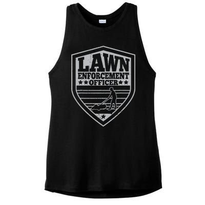 Funny Lawn Enforcement Officer Dad Lawn Mowing Ladies PosiCharge Tri-Blend Wicking Tank