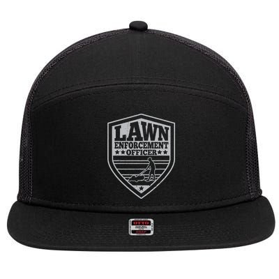 Funny Lawn Enforcement Officer Dad Lawn Mowing 7 Panel Mesh Trucker Snapback Hat