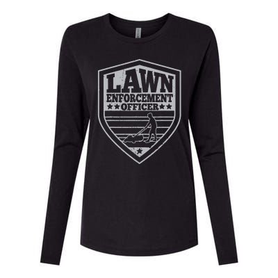 Funny Lawn Enforcement Officer Dad Lawn Mowing Womens Cotton Relaxed Long Sleeve T-Shirt