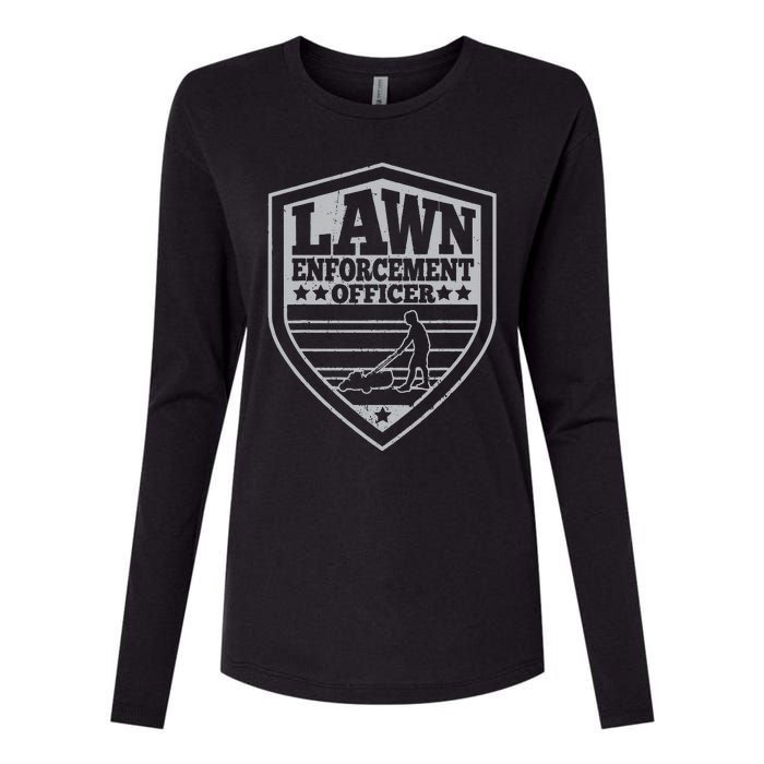 Funny Lawn Enforcement Officer Dad Lawn Mowing Womens Cotton Relaxed Long Sleeve T-Shirt