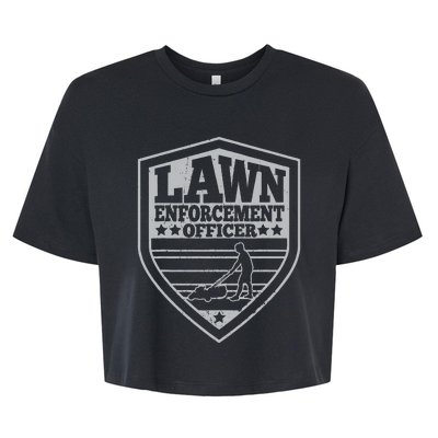 Funny Lawn Enforcement Officer Dad Lawn Mowing Bella+Canvas Jersey Crop Tee