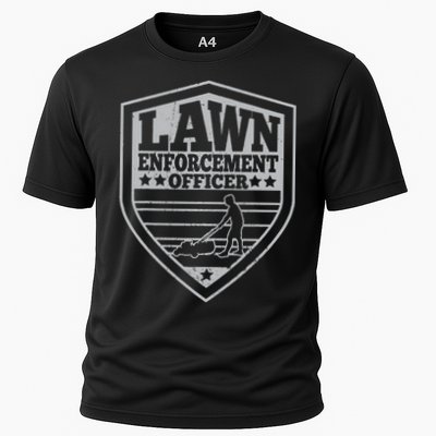 Funny Lawn Enforcement Officer Dad Lawn Mowing Cooling Performance Crew T-Shirt