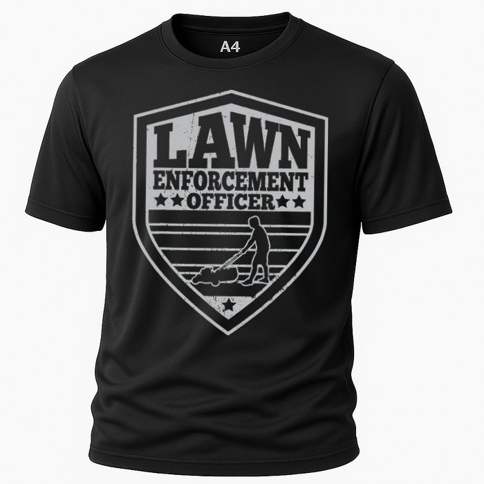 Funny Lawn Enforcement Officer Dad Lawn Mowing Cooling Performance Crew T-Shirt