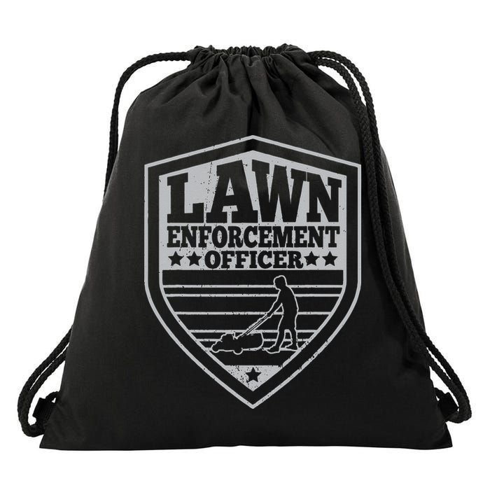 Funny Lawn Enforcement Officer Dad Lawn Mowing Drawstring Bag