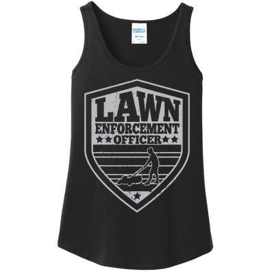 Funny Lawn Enforcement Officer Dad Lawn Mowing Ladies Essential Tank