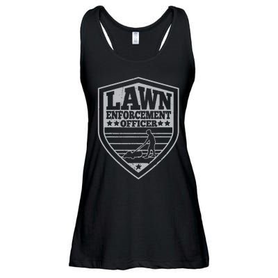 Funny Lawn Enforcement Officer Dad Lawn Mowing Ladies Essential Flowy Tank