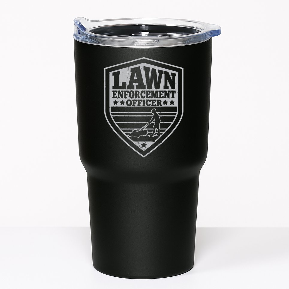 Funny Lawn Enforcement Officer Dad Lawn Mowing Tumbler