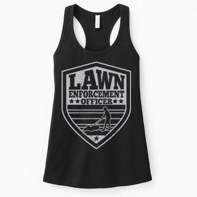 Funny Lawn Enforcement Officer Dad Lawn Mowing Womens Tank Top