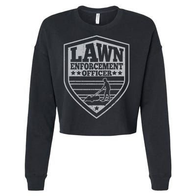 Funny Lawn Enforcement Officer Dad Lawn Mowing Cropped Pullover Crew