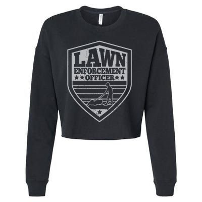 Funny Lawn Enforcement Officer Dad Lawn Mowing Cropped Pullover Crew