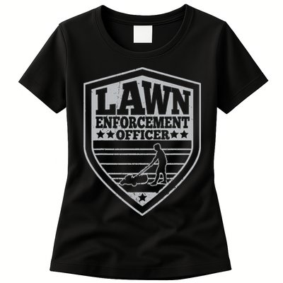 Funny Lawn Enforcement Officer Dad Lawn Mowing Womens T-Shirt