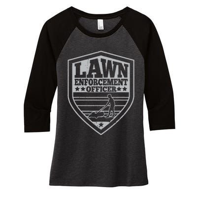 Funny Lawn Enforcement Officer Dad Lawn Mowing Women's Tri-Blend 3/4-Sleeve Raglan Shirt