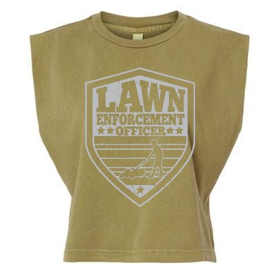 Funny Lawn Enforcement Officer Dad Lawn Mowing Garment-Dyed Women's Muscle Tee