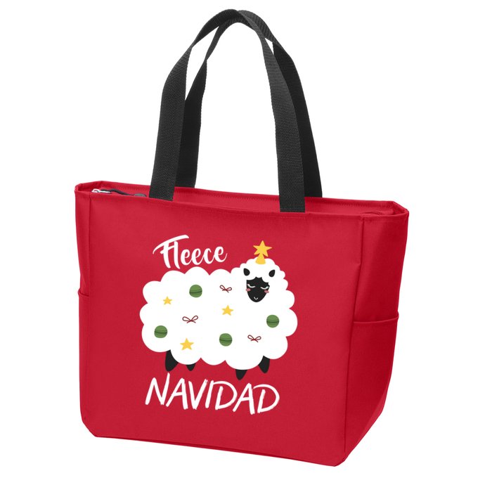Fleece Navidad Zip Tote Bag