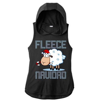 Fleece Navidad Sheep Lamb Ugly Christmas Sweater Design Ladies PosiCharge Tri-Blend Wicking Draft Hoodie Tank